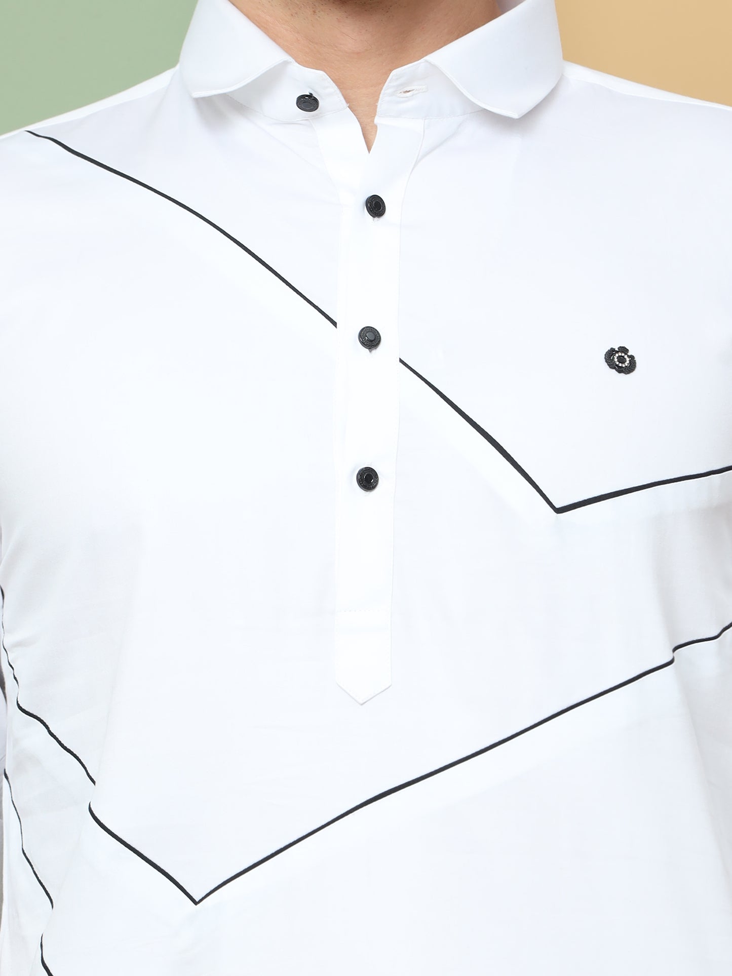 WHITE PRINTED PATHANI KURTA SET