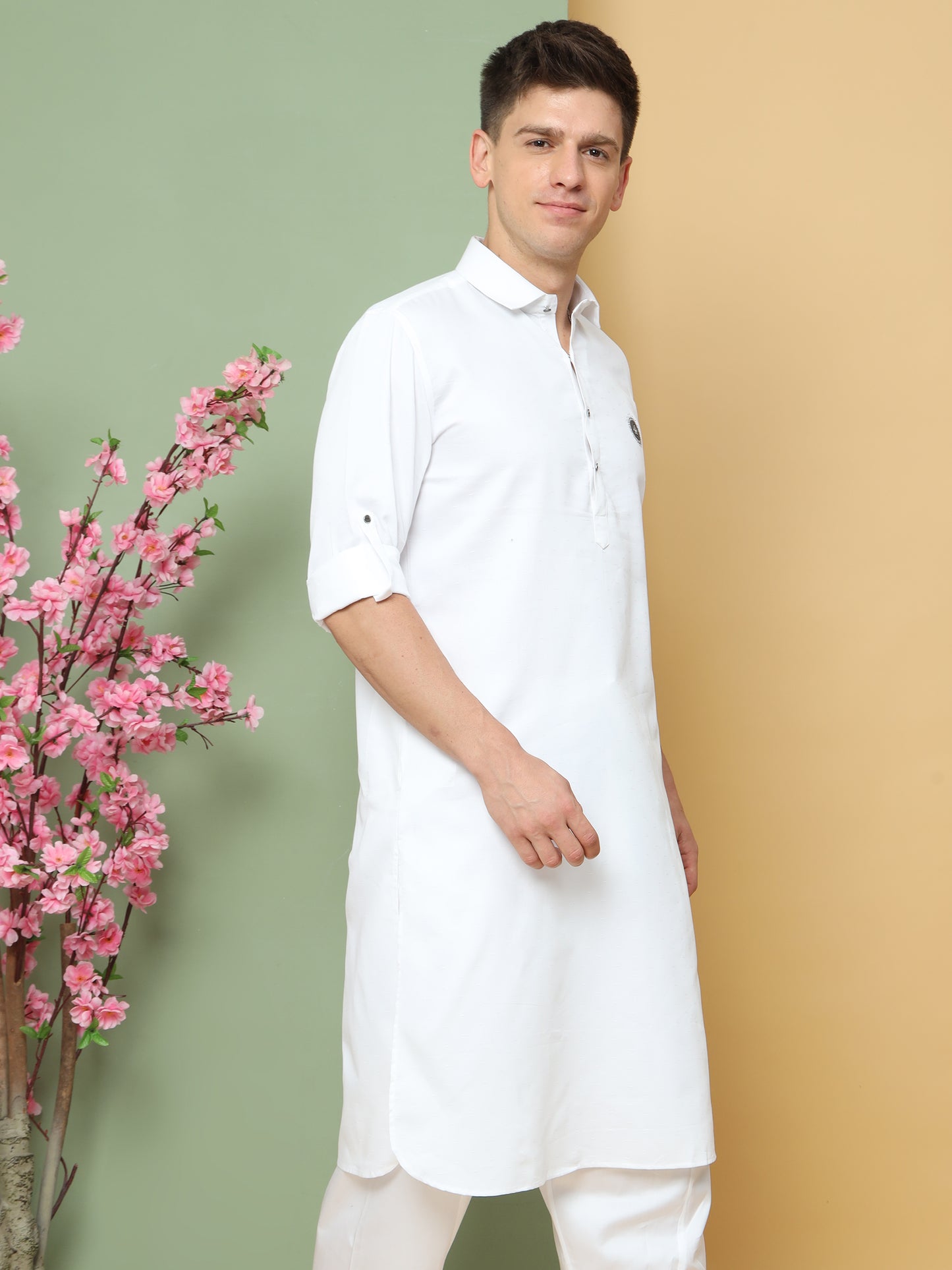 WHITE PATHANI KURTA SET