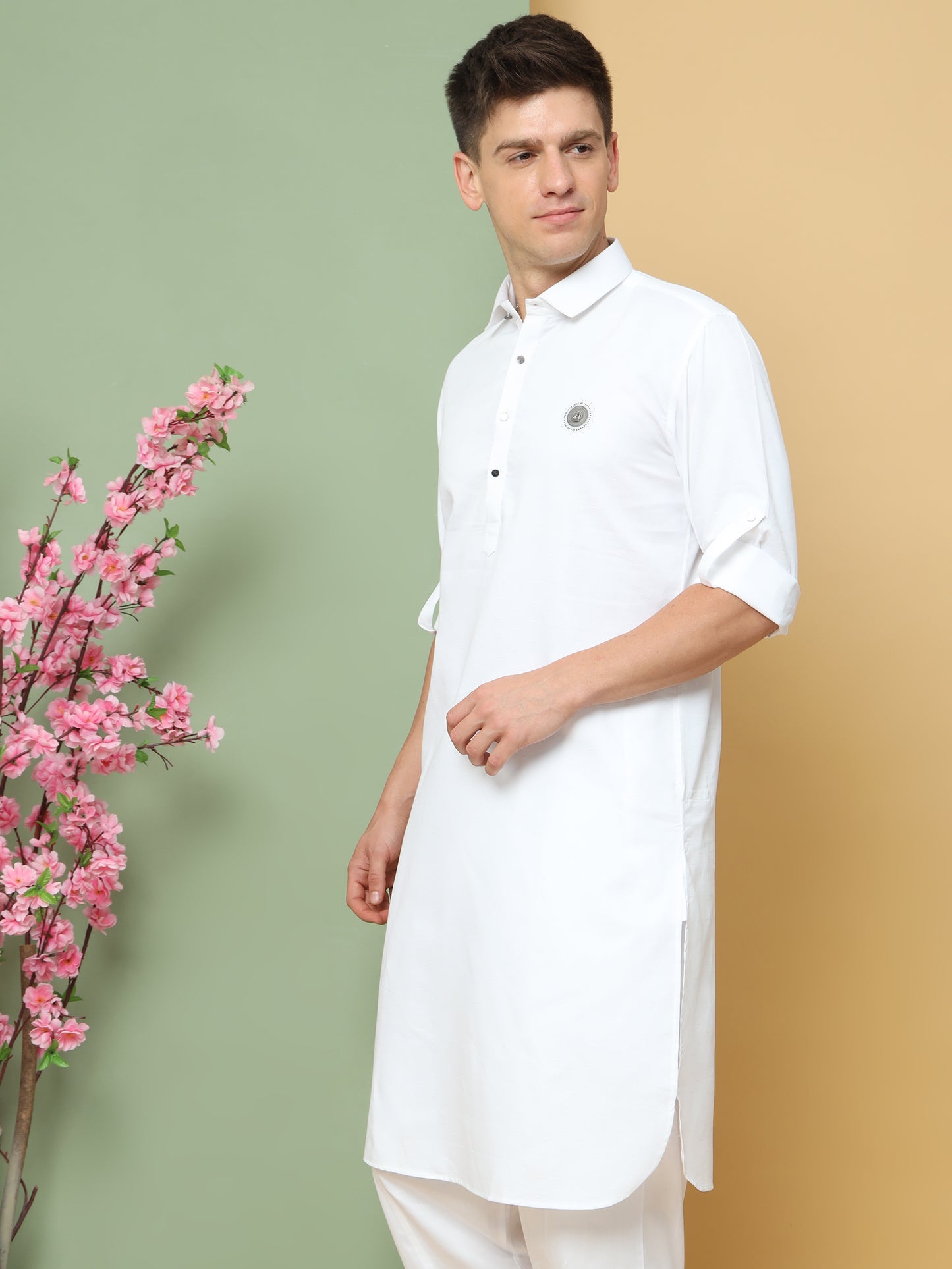 WHITE PATHANI KURTA SET