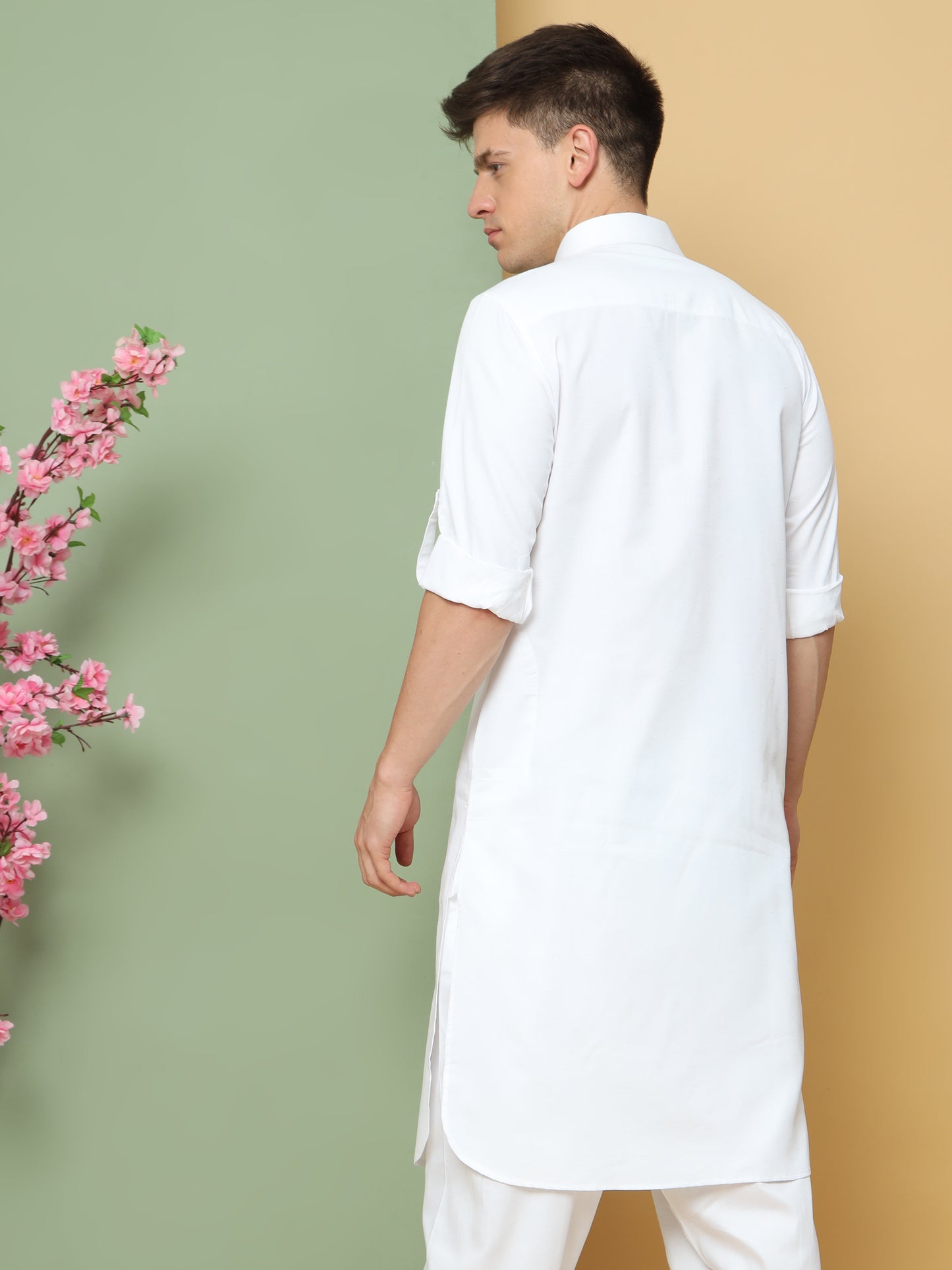 WHITE PATHANI KURTA SET