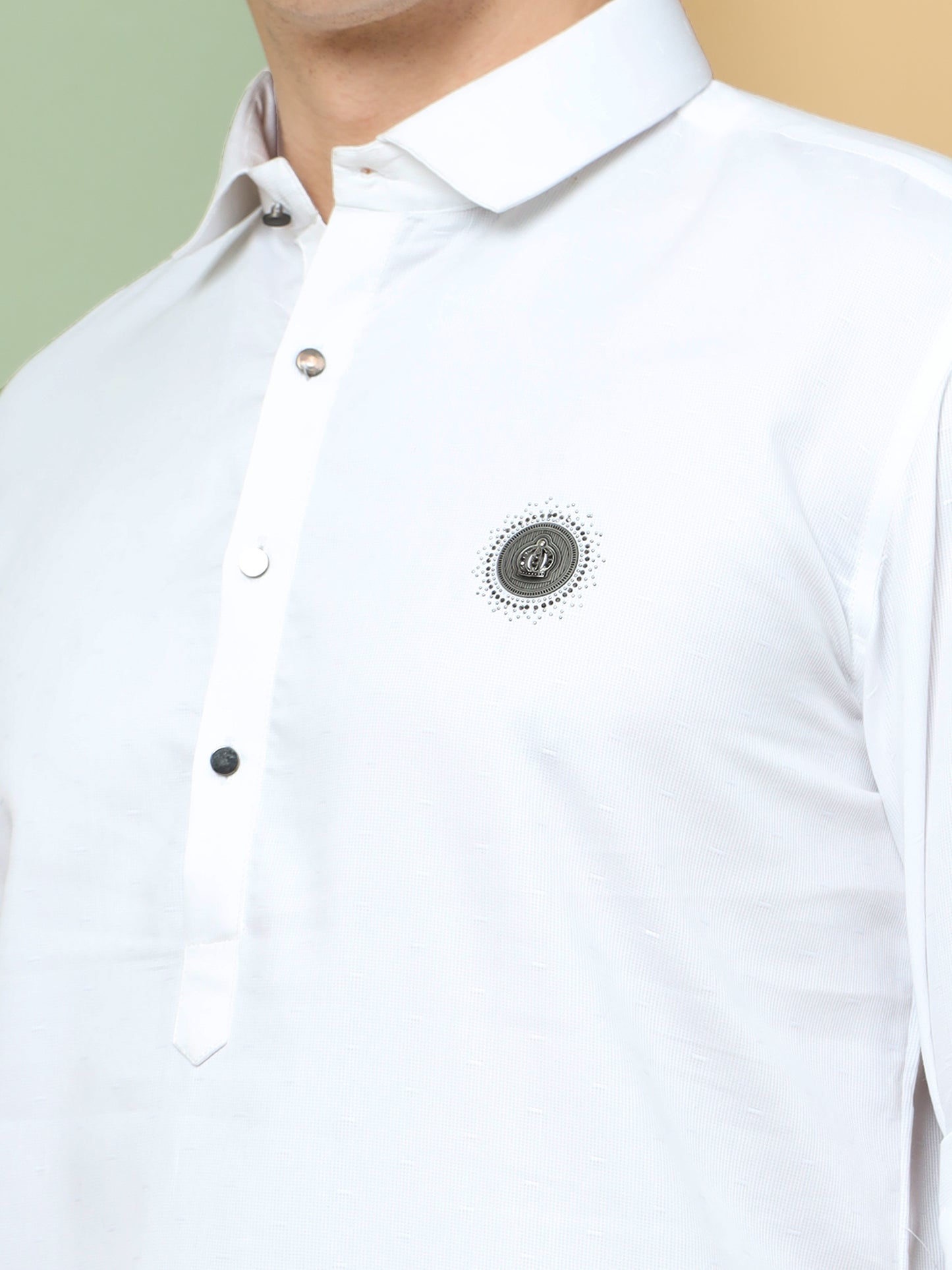 WHITE PATHANI KURTA SET