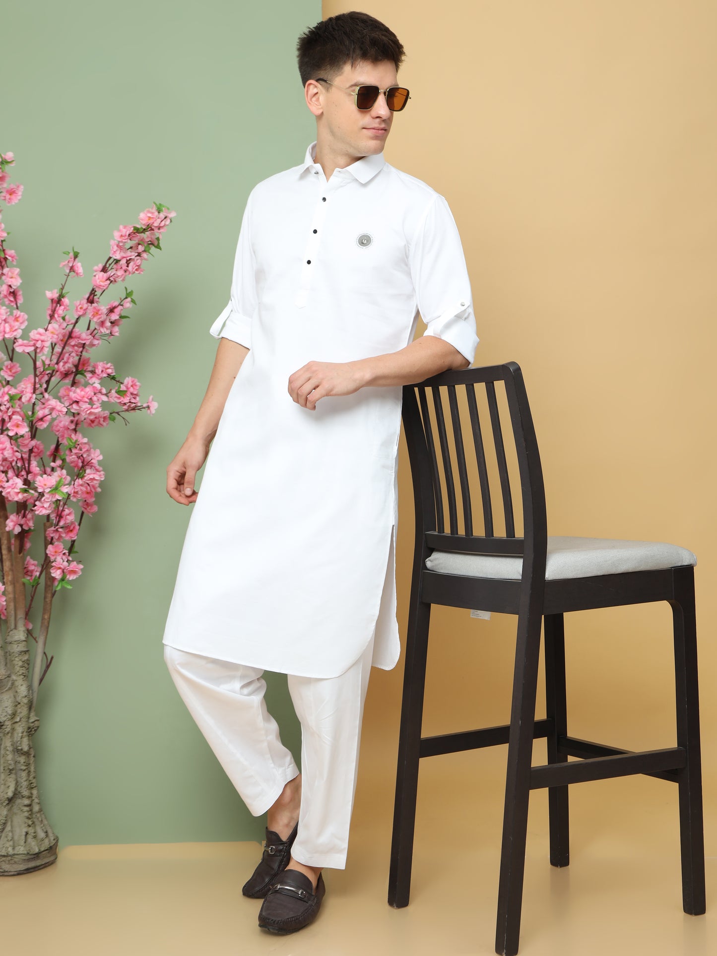 WHITE PATHANI KURTA SET