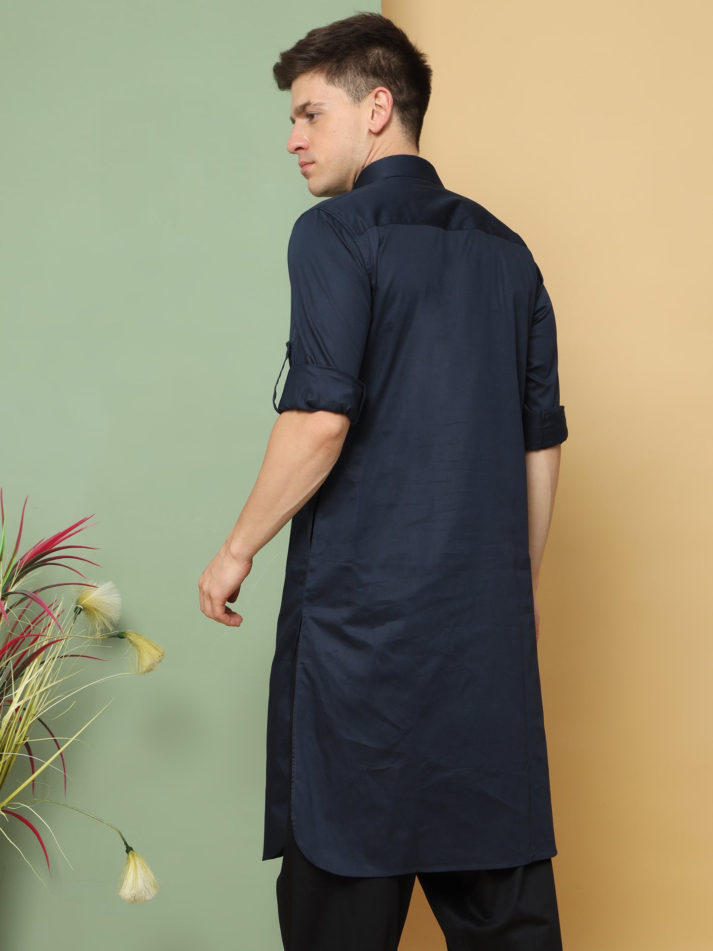 BLUE PRINTED PATHANI KURTA SET