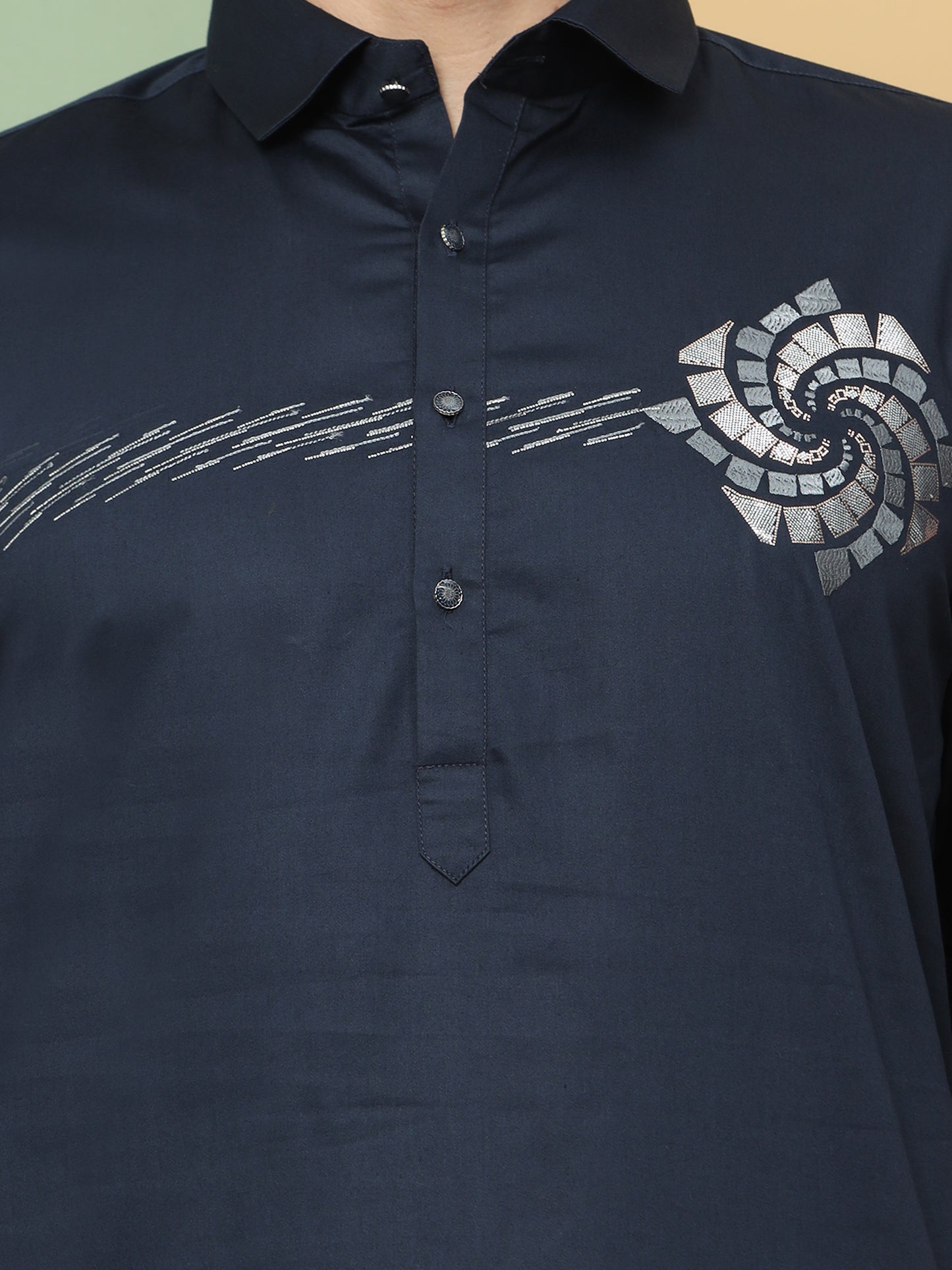 BLUE PRINTED PATHANI KURTA SET
