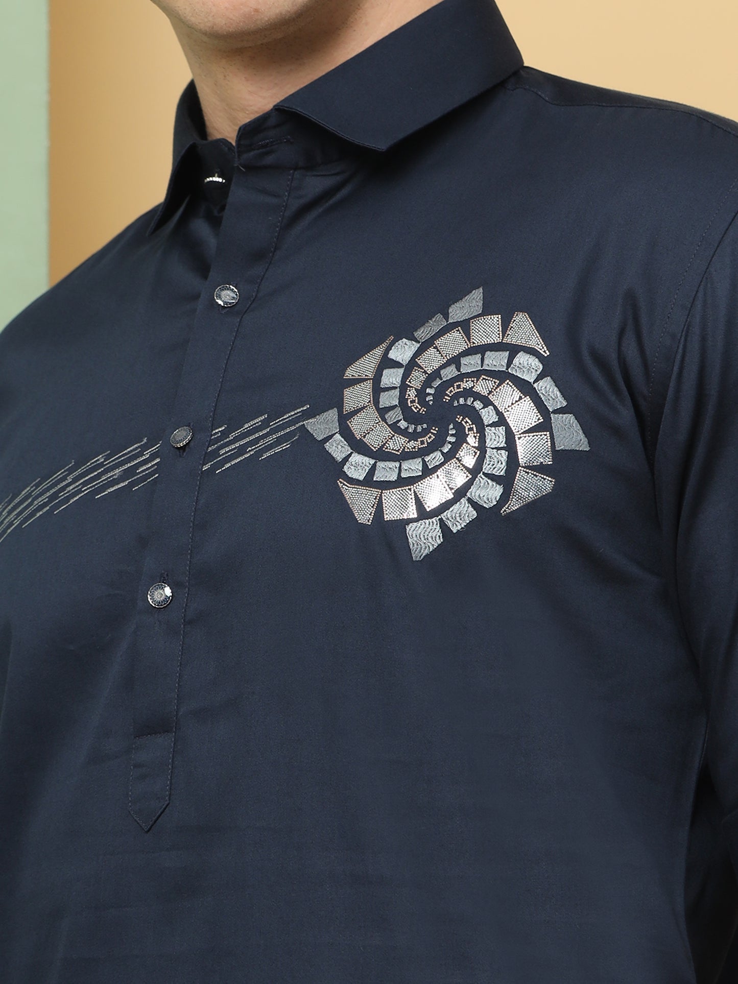 BLUE PRINTED PATHANI KURTA SET