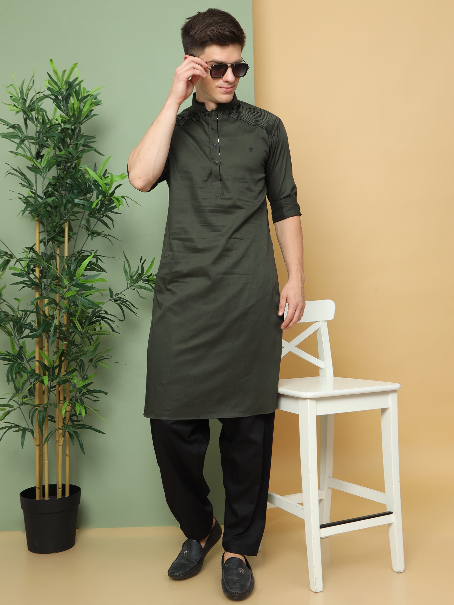 GREEN PATHANI KURTA SET