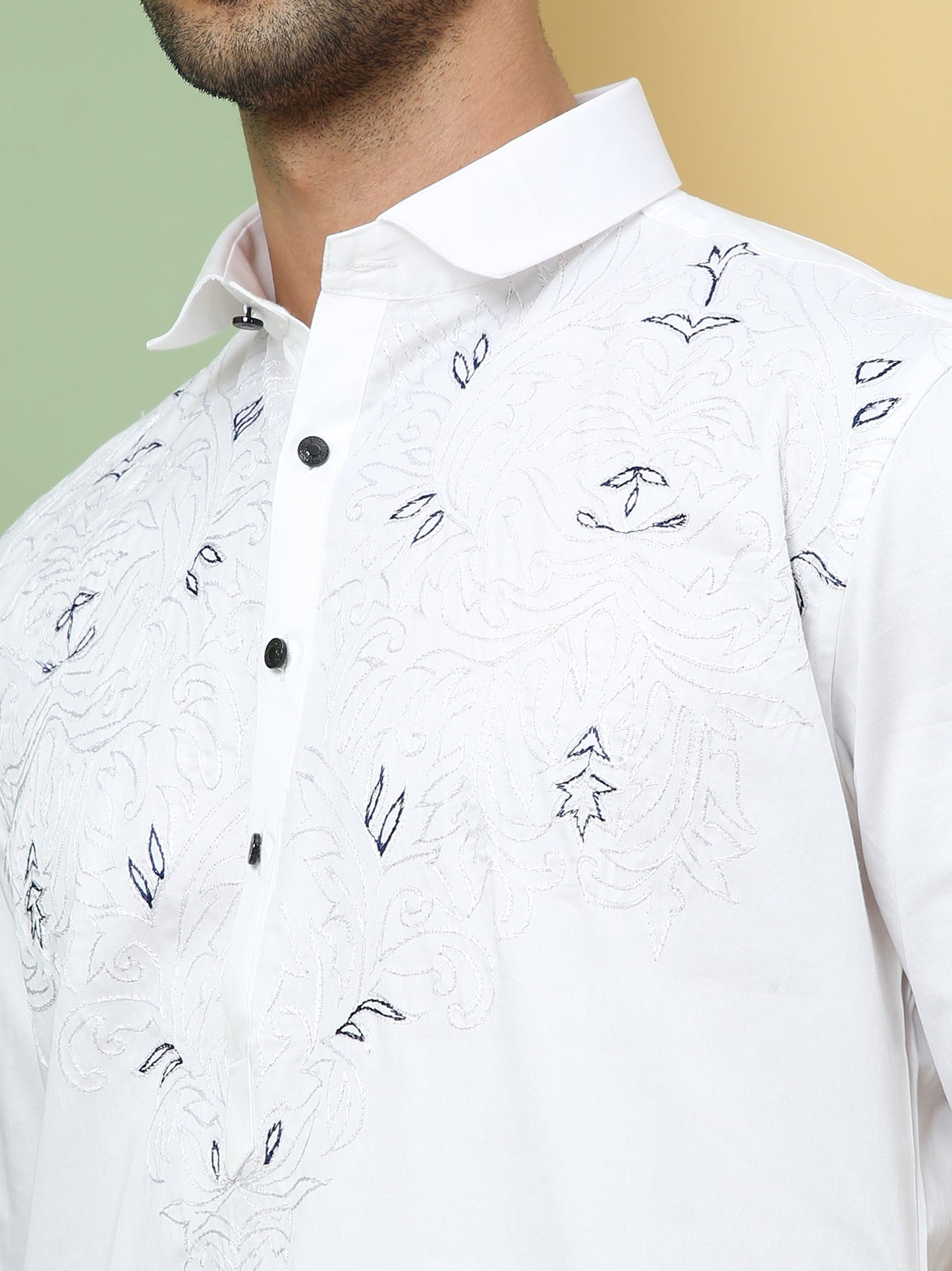 WHITE SOLID PATHANI KURTA SET