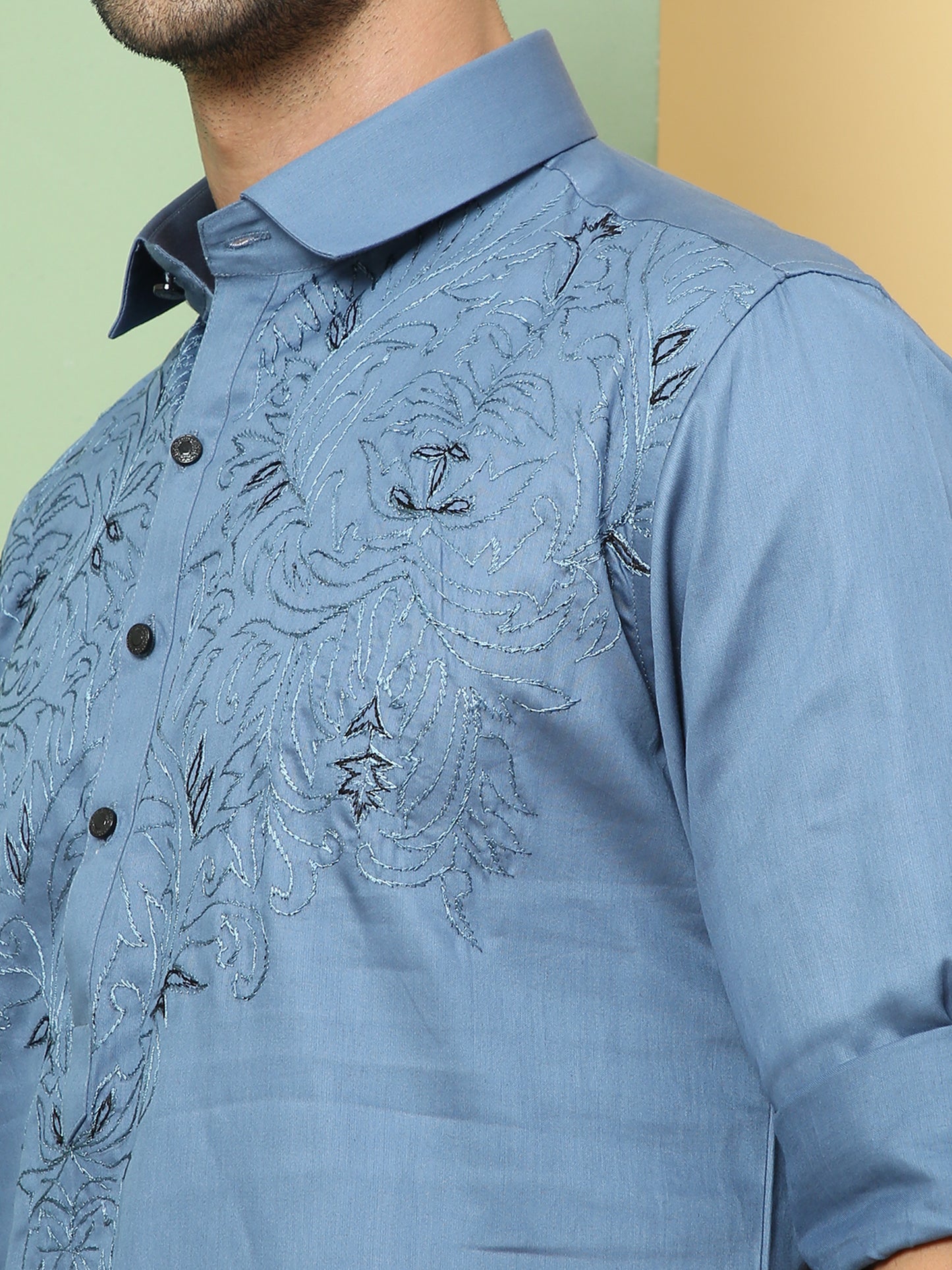 MOONBLUE EMBROIDERY PATHANI KURTA SET
