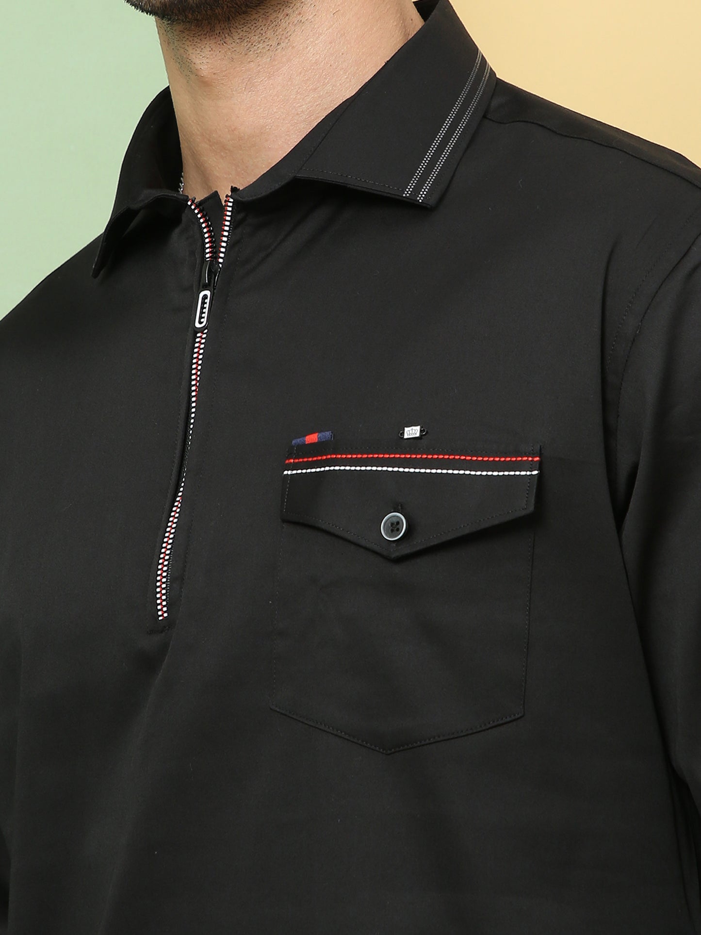 BLACK SOLID PATHANI KURTA SET