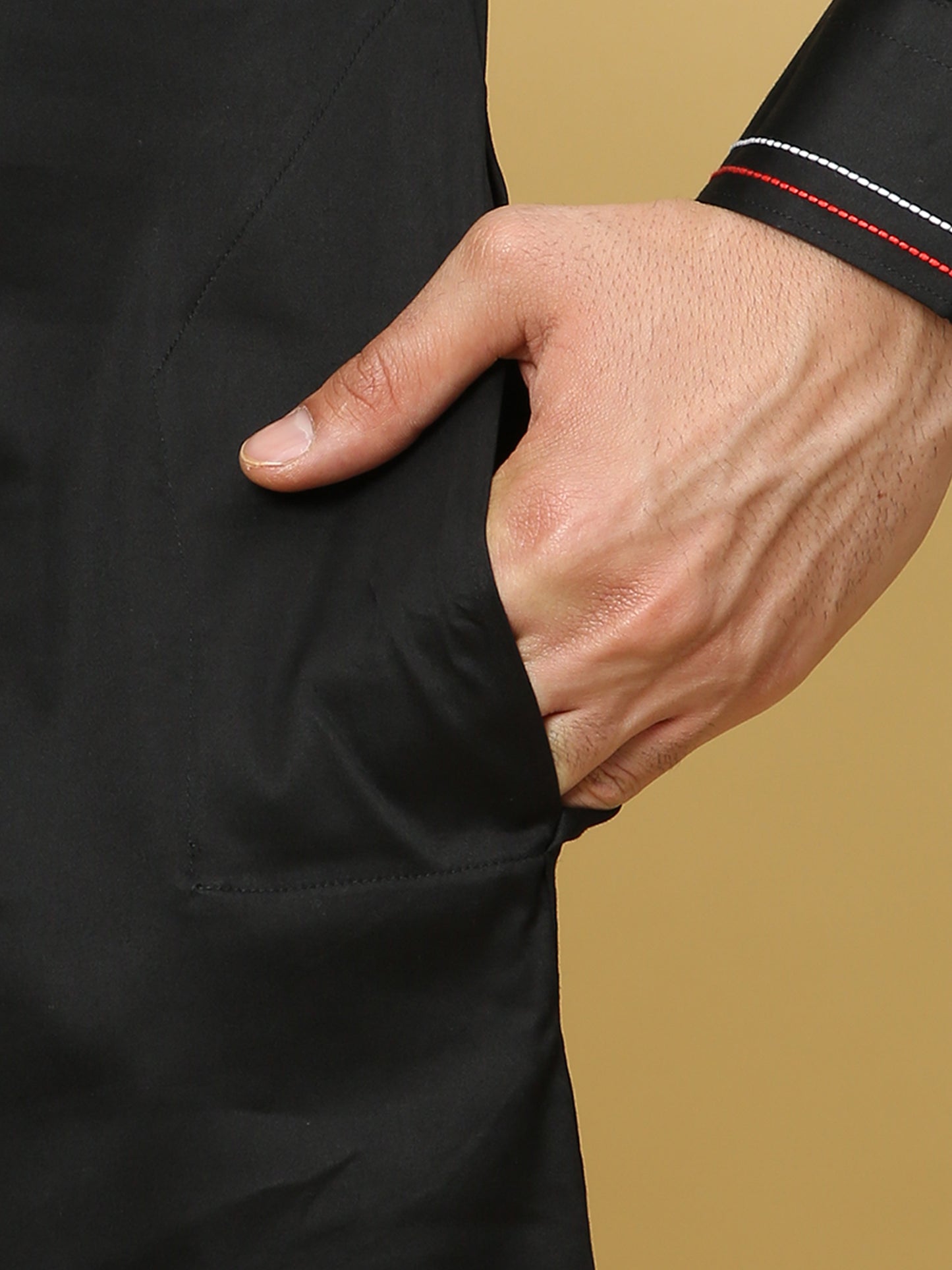 BLACK SOLID PATHANI KURTA SET