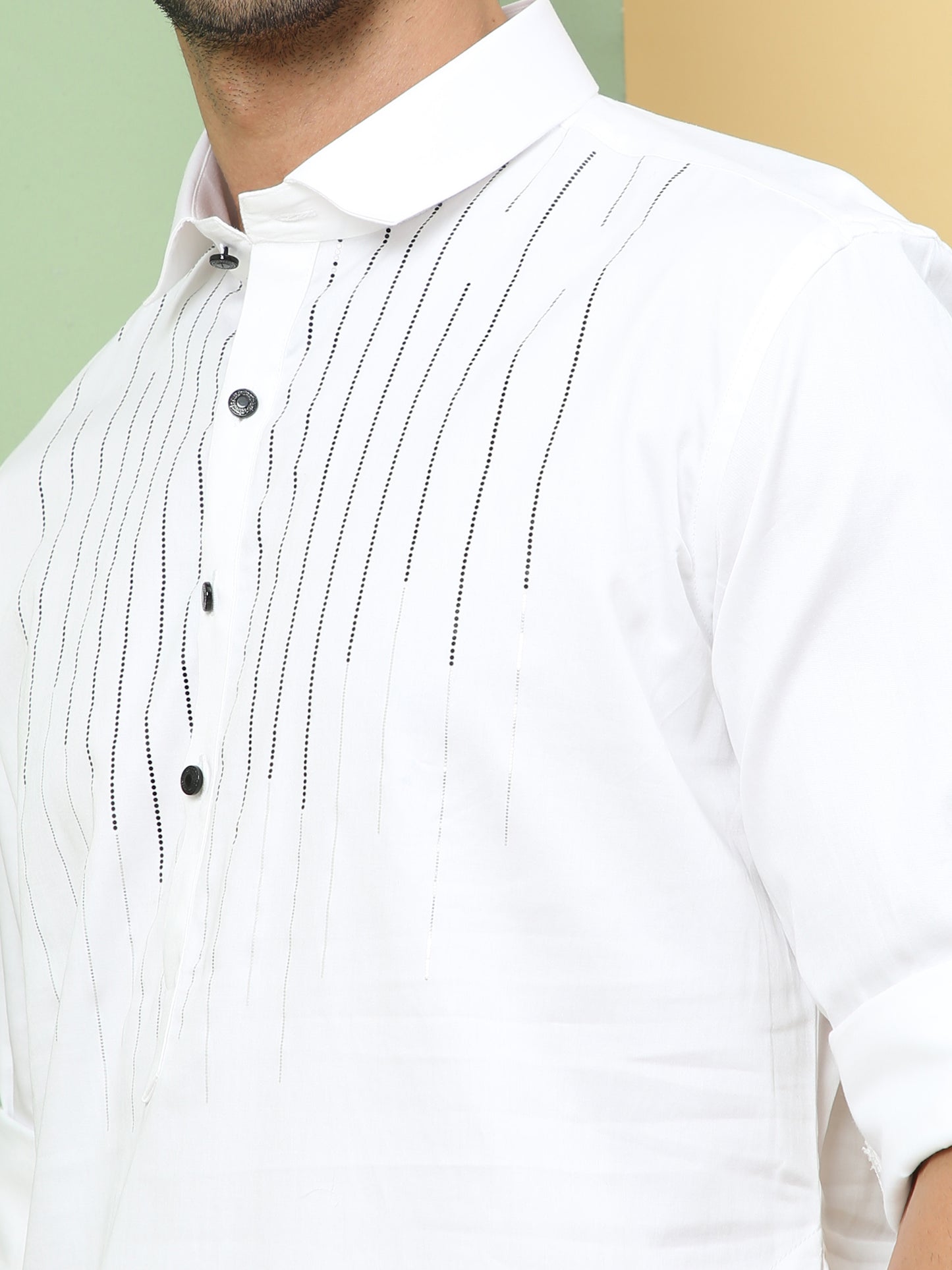 WHITE SOLID PATHANI KURTA SET