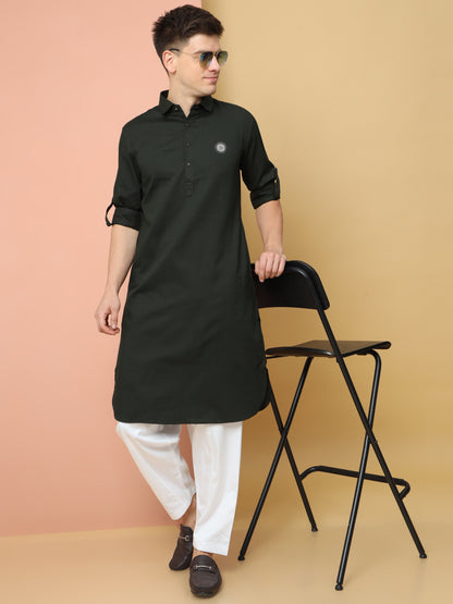 BLACK PATHANI KURTA SET