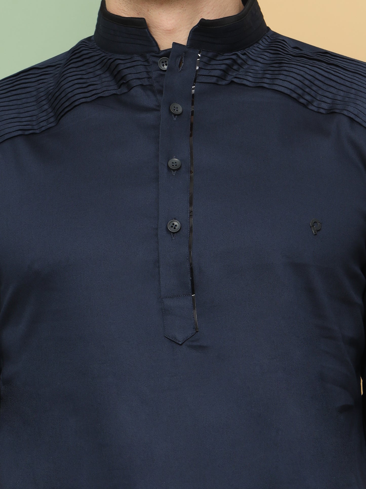 BLUE SOLID PATHANI KURTA SET