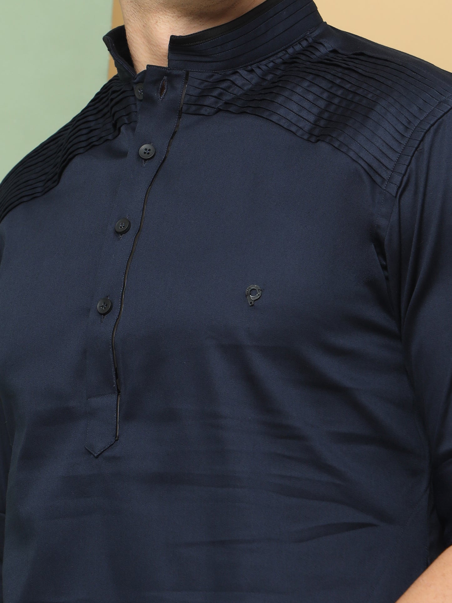 BLUE SOLID PATHANI KURTA SET