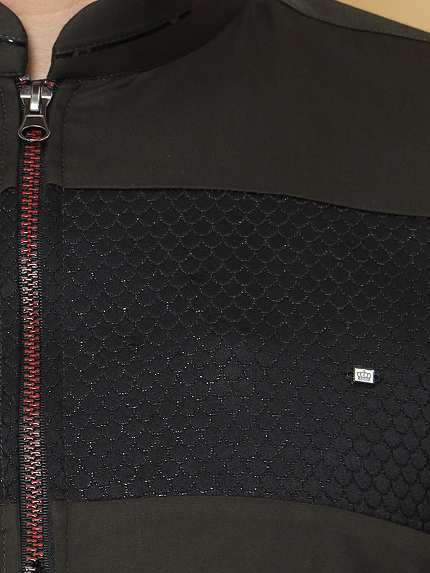 BLACK PATHANI KURTA SET WITH FRONT ZIP STYLE