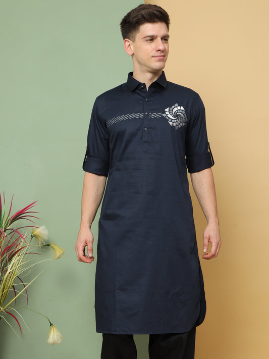 BLUE PRINTED PATHANI KURTA SET