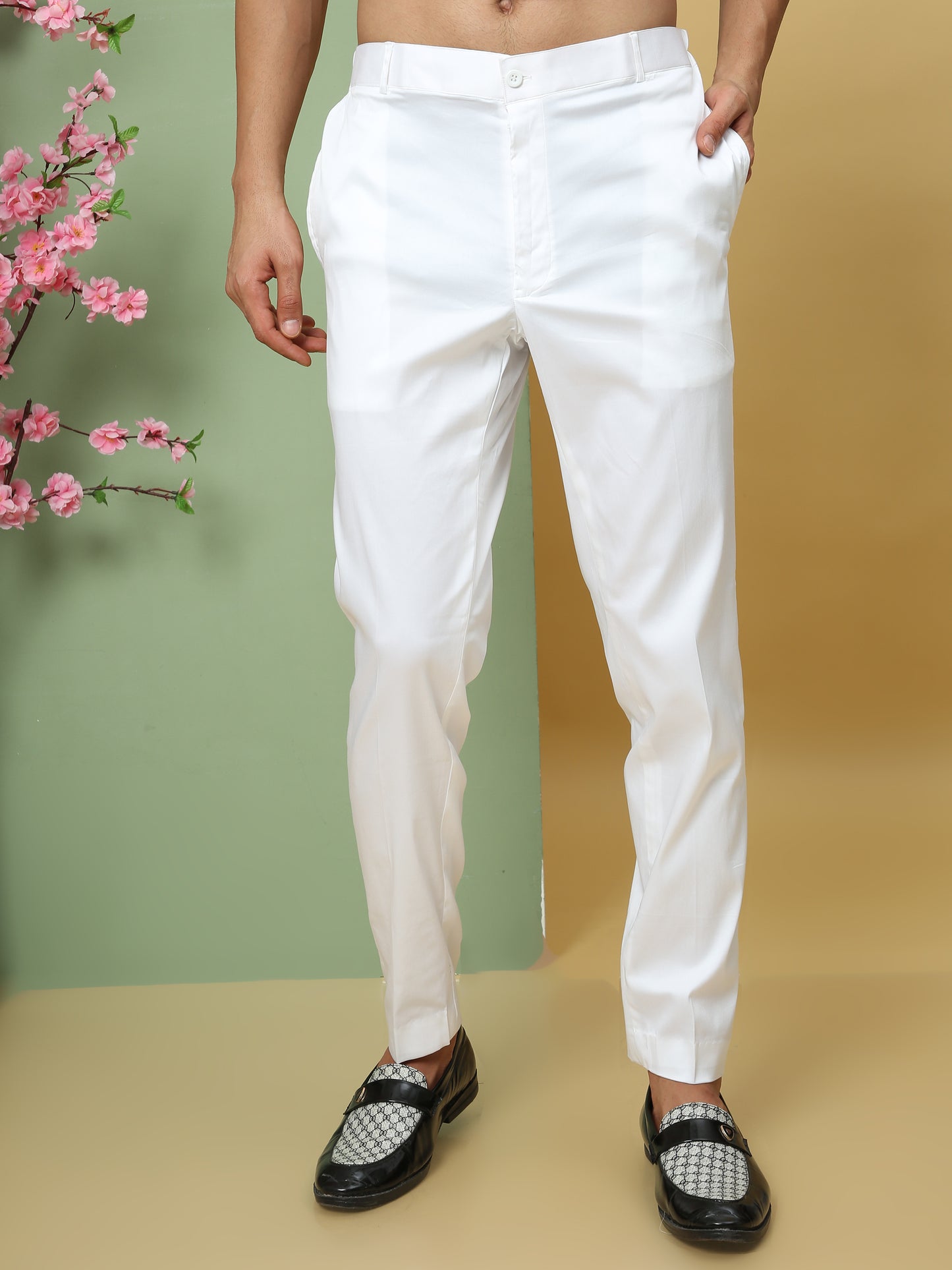 WHITE SOLID PATHANI KURTA SET