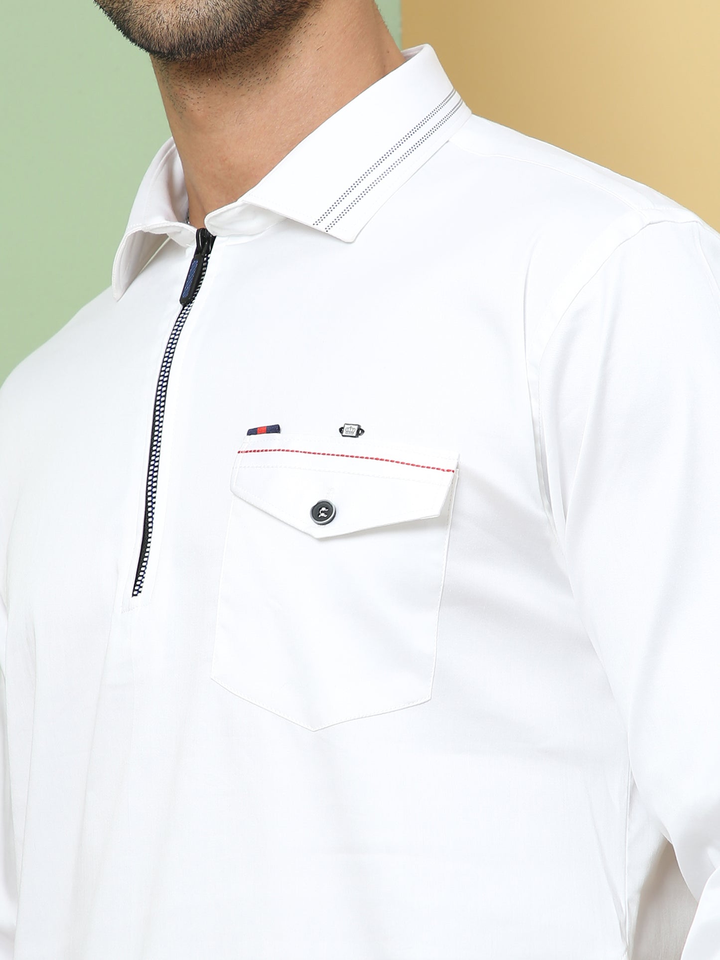 WHITE SOLID PATHANI KURTA SET