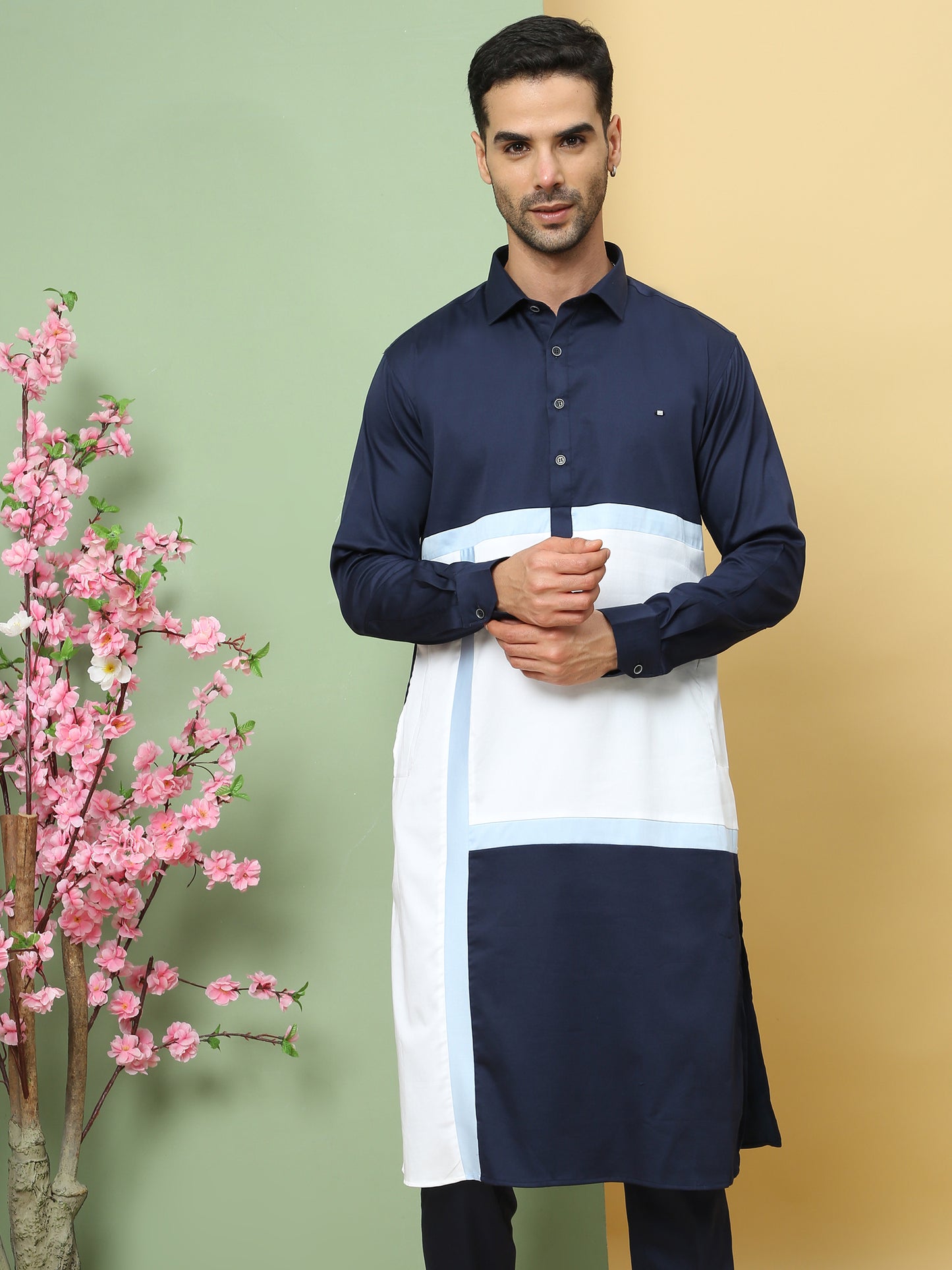 ABSTRACT PATTERNED PATHANI KURTA SET