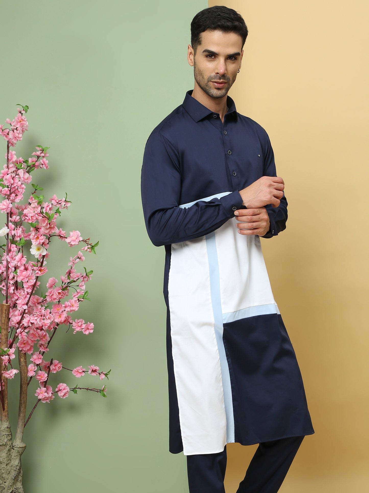ABSTRACT PATTERNED PATHANI KURTA SET