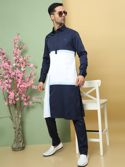 ABSTRACT PATTERNED PATHANI KURTA SET