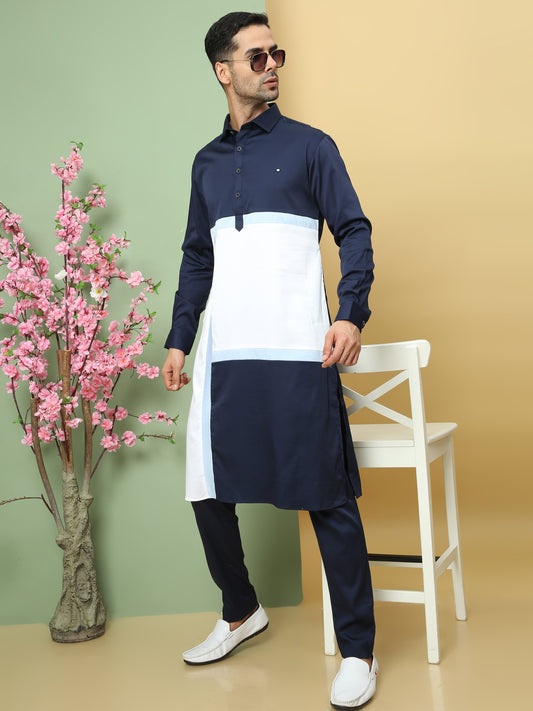 ABSTRACT PATTERNED PATHANI KURTA SET