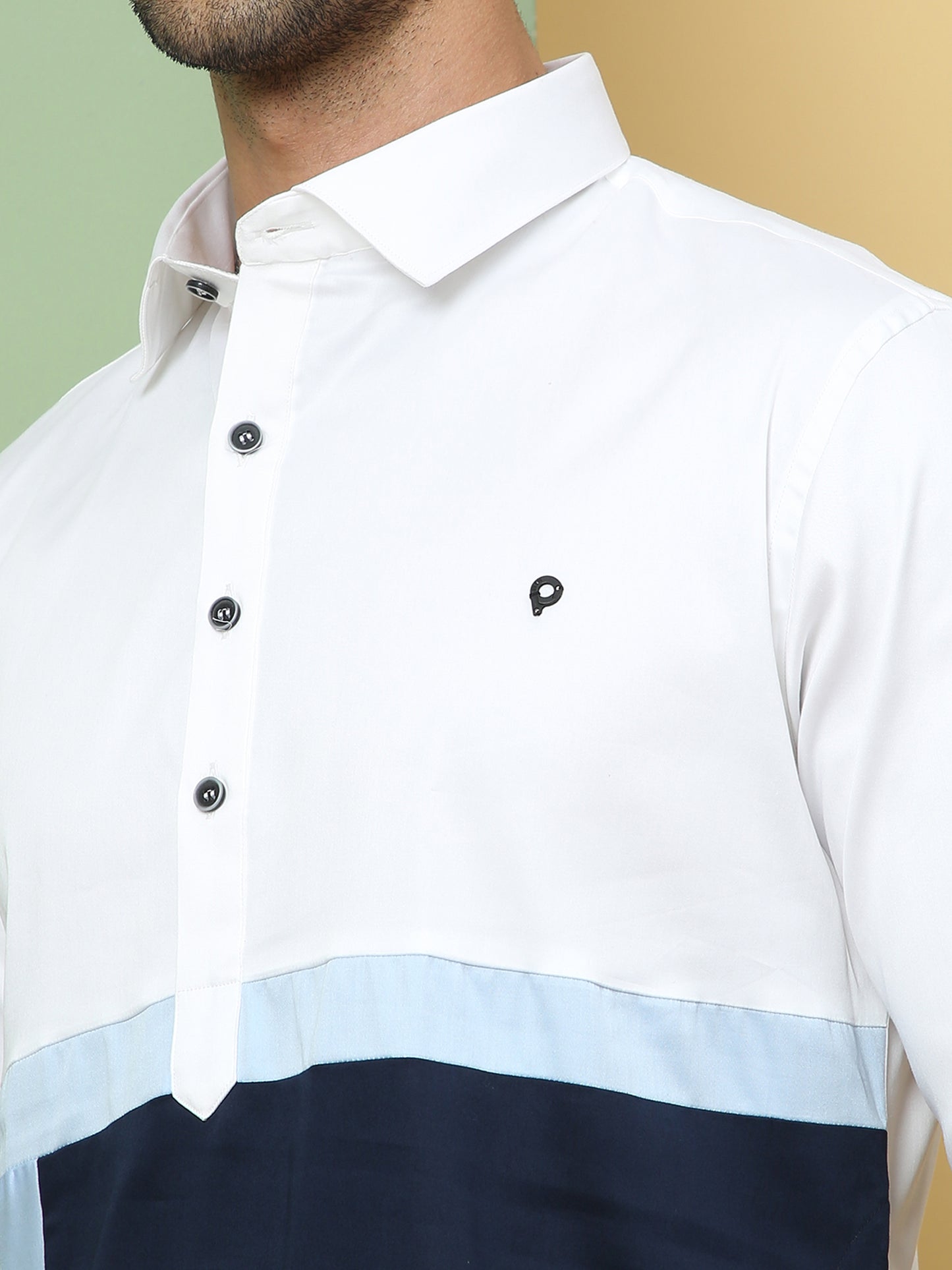 WHITE ABSTRACT PATTERNED PATHANI KURTA SET